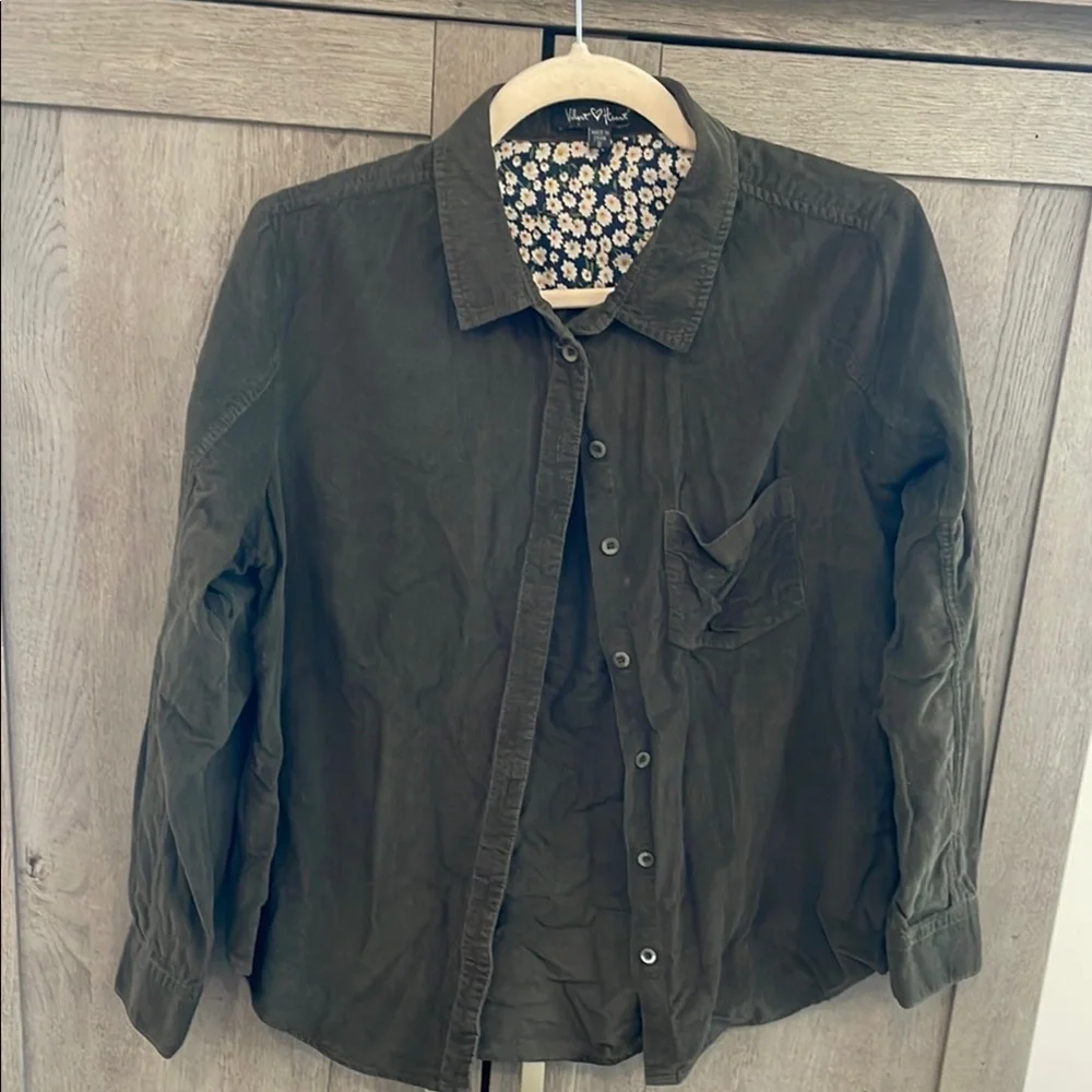 Olive Green Button-Up Shirt
